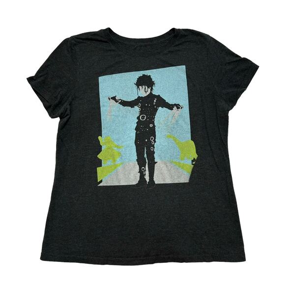 Edward Scissorhands Heather Gray Shadow Outline Graphic Tee Size 2X Womens Retro - Picture 4 of 8